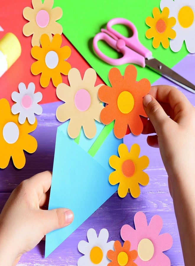 Whaline Boho Daisy Foam Stickers 10 Designs Groovy Hippie Flower Decals Boho Floral Adhesive Classroom Reward Sticker Decor for School Craft Baby Shower Party Favor Supplies, 210Pcs - Image 5